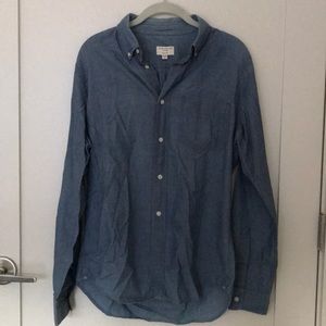 Linen Slim Fit Blue Button Down Club Monaco Shirt